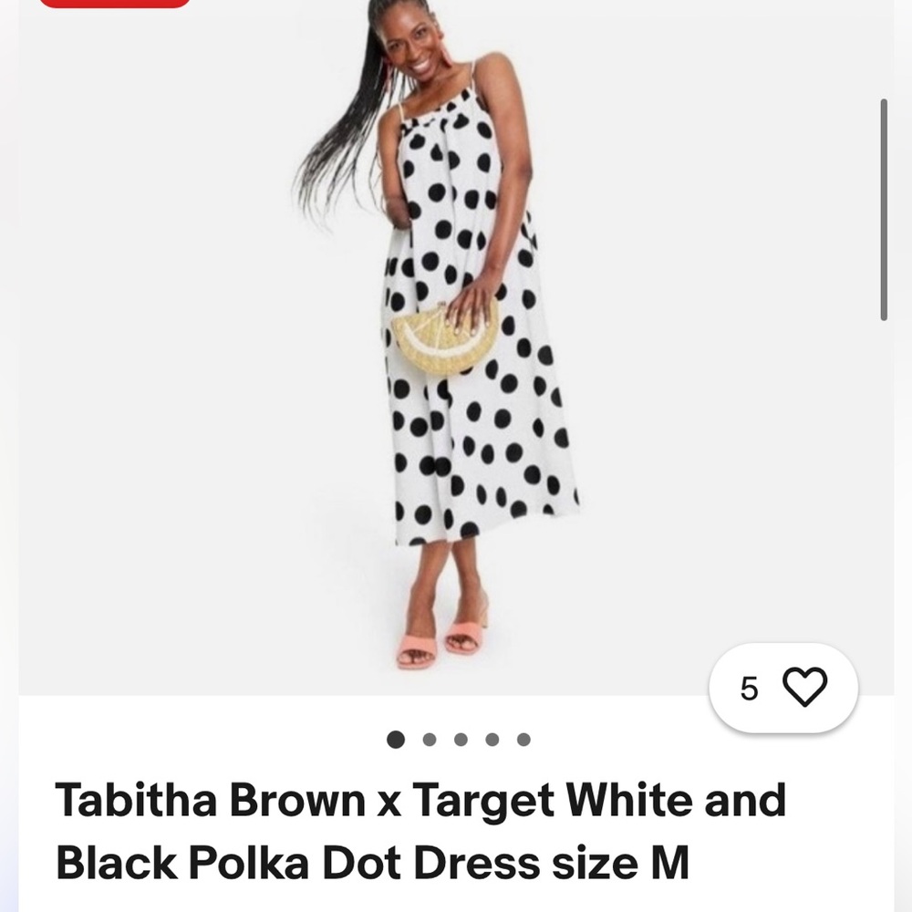 Tabitha Brown x Target White and Black Polka Dot Dress size M pre-owed